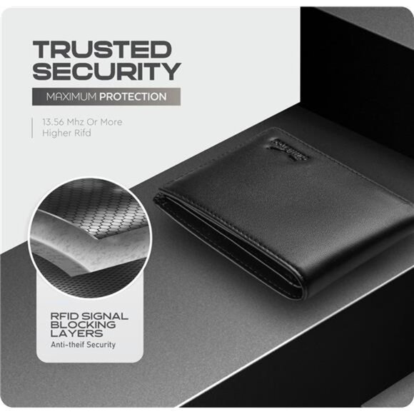 Wallet for Men’s - Genuine Leather Slim Bifold RFID Wallet - Gift for Men - Picture 4 of 7